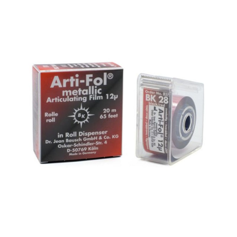 PAPEL ARTICULAR BAUSCH BK28 METALICO NEGRO-ROJO 20MTS X 22MM DE 12 MICRAS