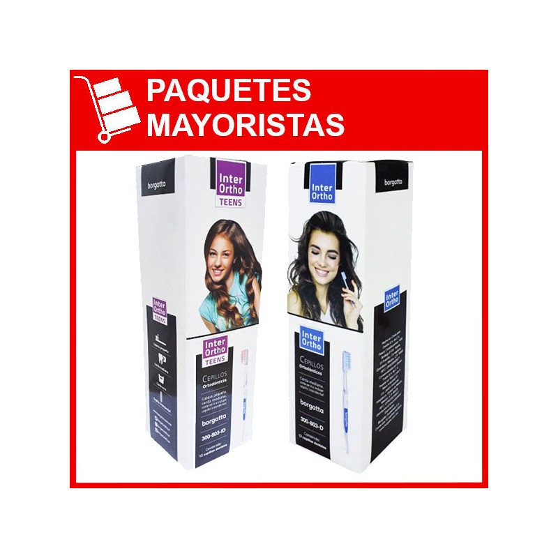 6 X Cepillo ortodontico con 2 rep. mini interdentales caja c/12 (Adulto o Teens)