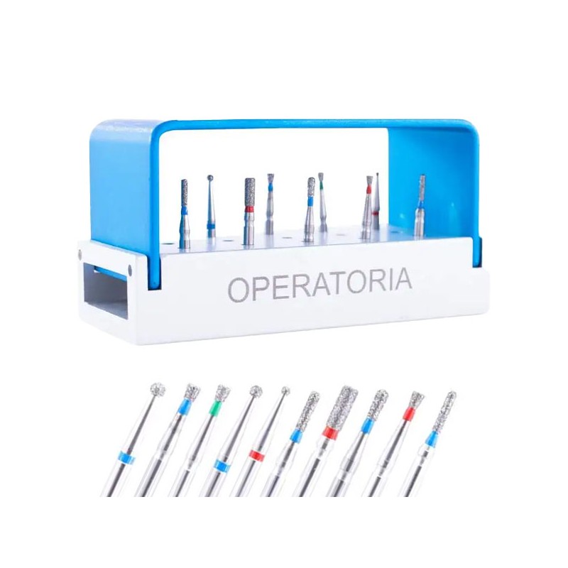 KIT OPERATORIA C/10 FRESAS C/ FRESERO AUTOCLAVABLE